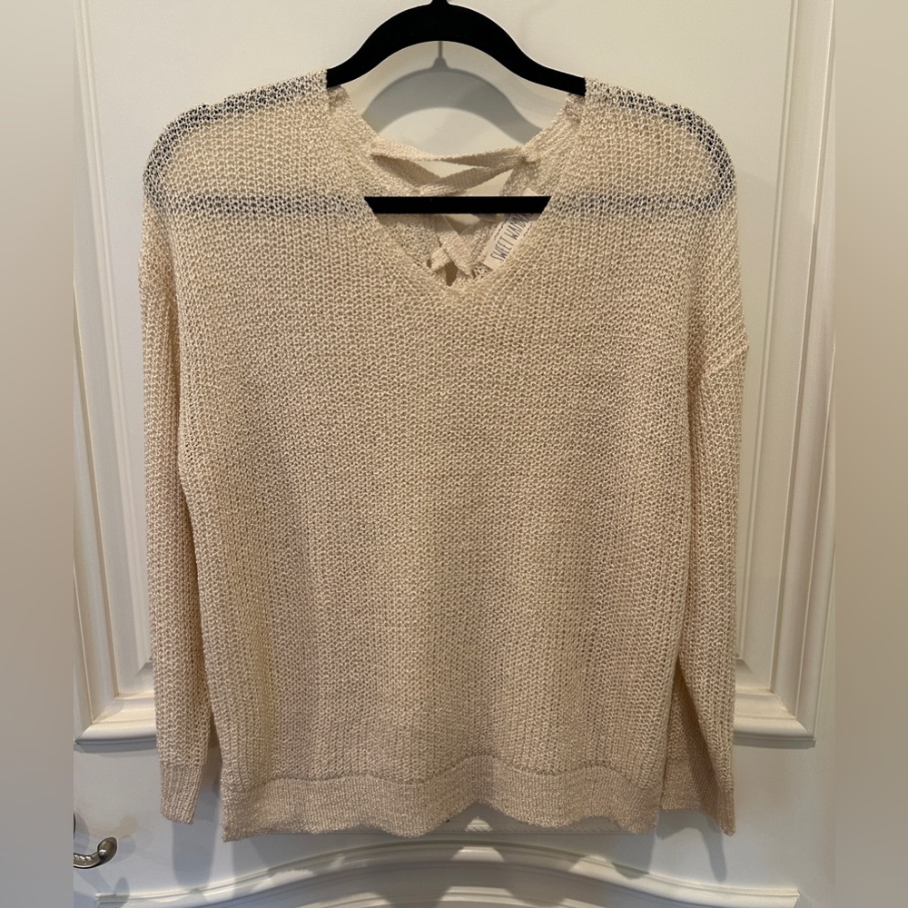 Sweet Wanderer Women’s Cream V-Neck Sweater